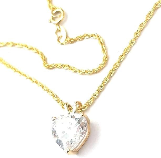 18k SOLID Gold LUXURY WOMENS DAY gift for her 8mm Diamond Necklace Pendant 1.5 carat HEART SOLITAIRE DIAMOND Heart Diamondd Necklace YELLOW GOLD HANDMADE Jewellery for women Anniversary Valentine gift