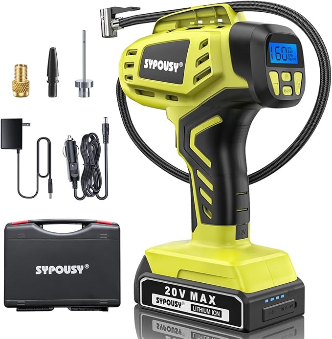 Tire Inflator Portable Air Compressor,Digital Cordless Tire Inflator,2X Faster Car Tire Pump with 20V Rechargeable Battery,Dual Power Supply Modes,Air Pump for Car Tires,E-Bike etc.
