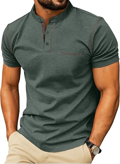 Sailwind Mens Henley Shirts Short Sleeve Summer Casual Classic Cotton T Shirts Pocket Button Shirt