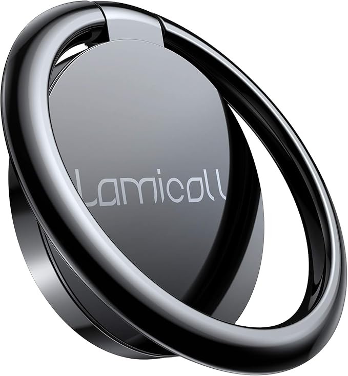 Lamicall Cell Phone Ring Holder Stand - Phone Finger Gip Kickstand, 360° Rotation Polished Metal Grip for Magnetic Car Mount, Fit for iPhone 17/16/15/14 Pro Max Air, Android Smartphone Accessories