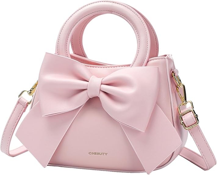 Small Purses for Women Crossbody Bag, Vegan Leather Crossbody Purses and Handbags with Top Carry Handle and Cute Bow Knot