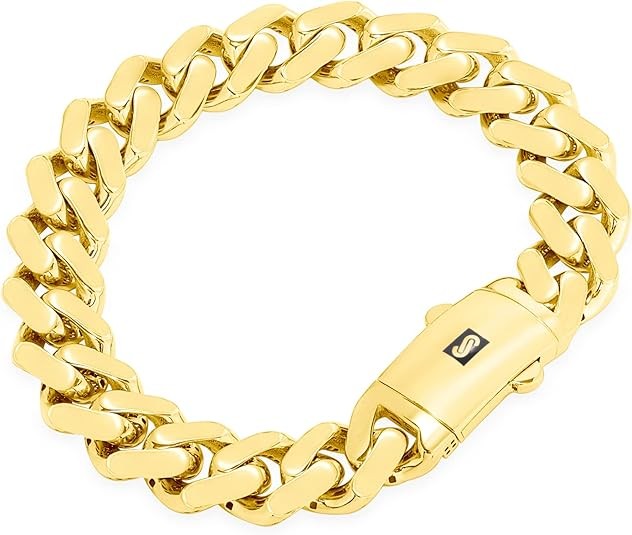 Nuragold 14k Real Yellow Gold Royal Monaco Miami Cuban Link Bracelet 7"-9" (5mm-17mm) Italian Jewelry for Men & Women