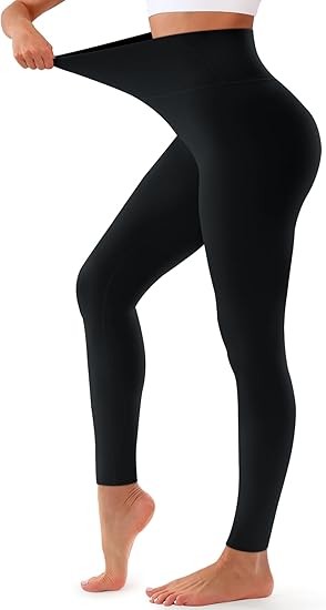 Bluemaple High Waisted Leggings for Women - Tummy Control Pants Non See Through Workout Soft Yoga Pants for Running Plus Size