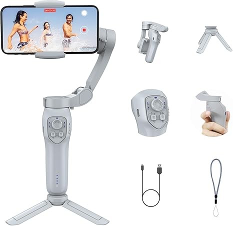 Gimbal stabilizer for Smartphone,3-Axis Phone Gimbal for Android & iPhone 14 Pro Max,Phone Stabilizer for Video Recording with Face/Object Tracking,Vlogging Kit,Portable-JCROBOT iSleeky L7C Pro…