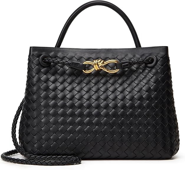 Woven Tote Bag Womens Purse: Vegan Leather Shoulder Handbags - Fashion Summer Beach Tote Bags - Large Travel Totes