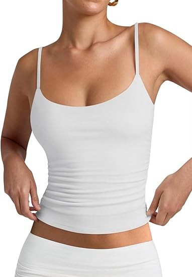 PINKMSTYLE Women's Basic Double Lined Scoop Neck Tank Tops Adjustable Cami Tank Summer Sleeveless Tops