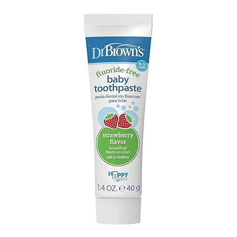 Dr. Brown’s Fluoride-Free Baby Toothpaste, Infant & Toddler Oral Care, Strawberry, 1-Pack, 1.4oz/40g, 0-3 Years