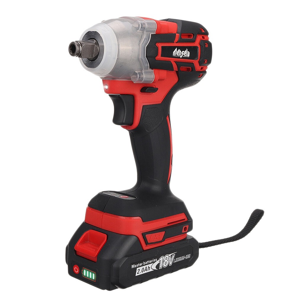 Mensela EW-L1 3 sets of 1 18V3500RPM 380N.M Brushless Impact Wrench 1/2 "Chuck 3-speed wireless charging screwdriver bit with LED working light without /1/2 2.0AH battery.
