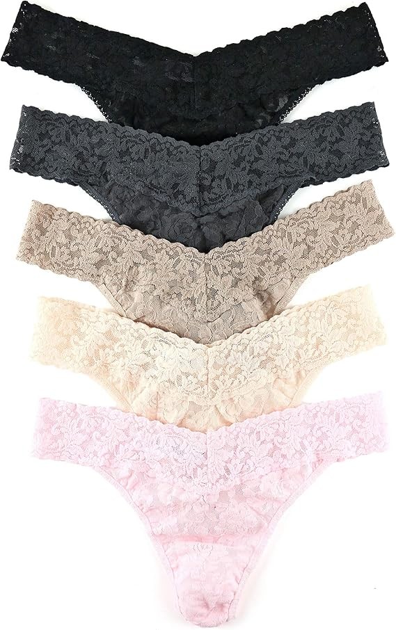 hanky panky - Signature Lace Original Rise Thongs: Essentials Edition | One Size 4-14 | Lace Lingerie Underwear | 3 or 5 Pack