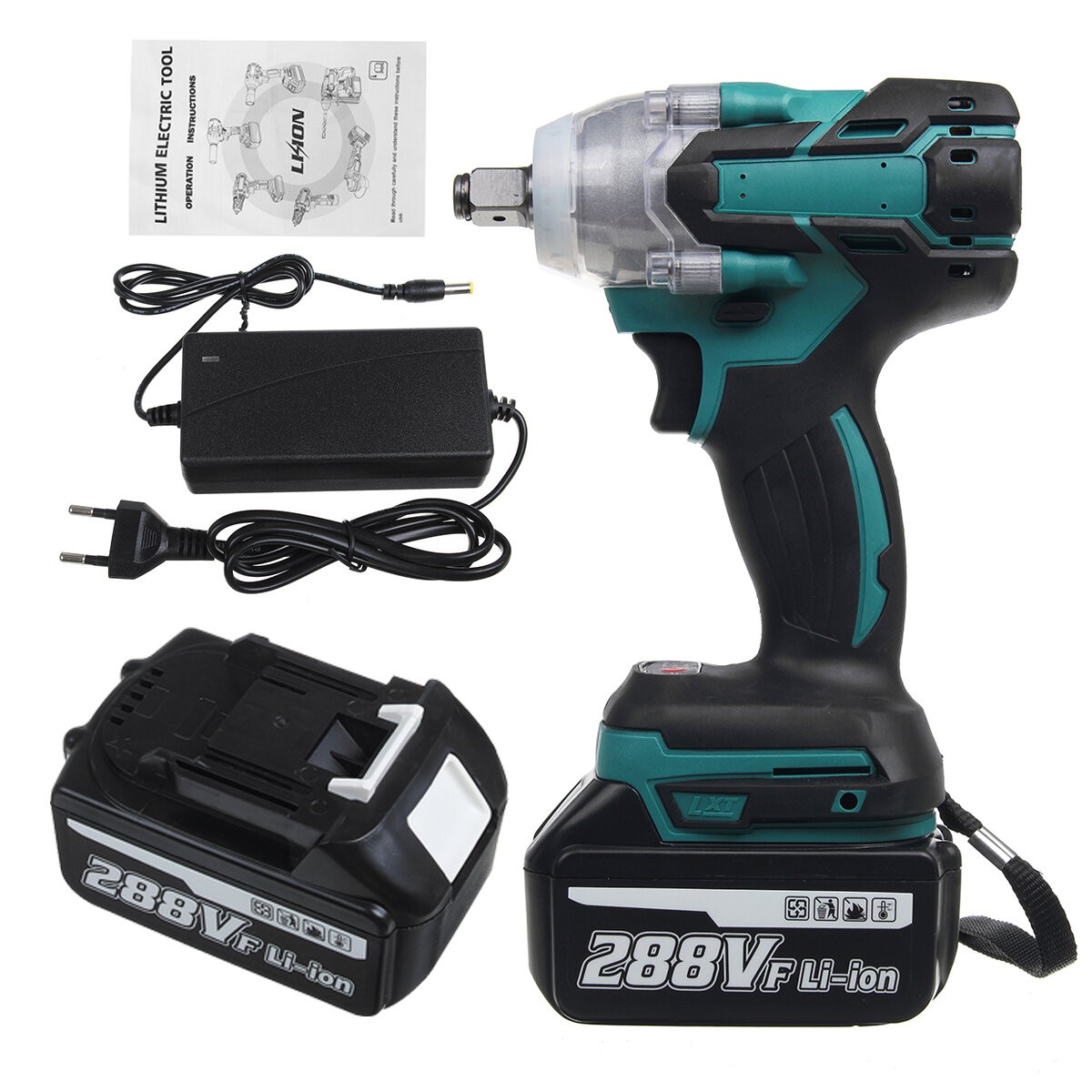 VIOLEWORKS288VF1/2 "electric brushless impact wrench with 1/2 battery.