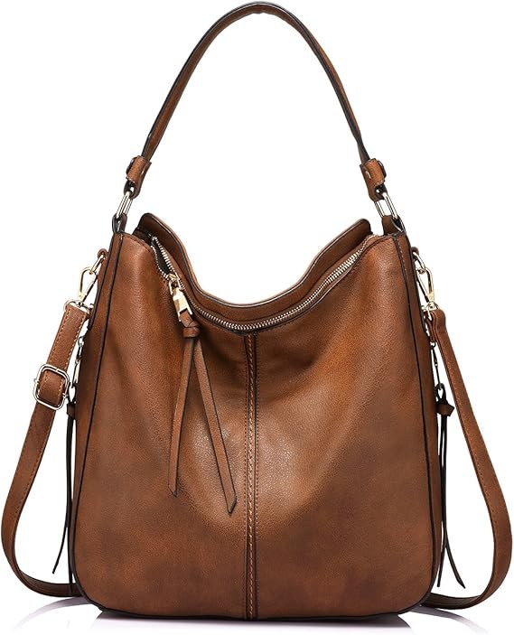 Realer Hobo Crossbody Bags for Women Designer Faux Leather Hobo Handbags Retro Large Size Shoulder Bag Bucket Purse