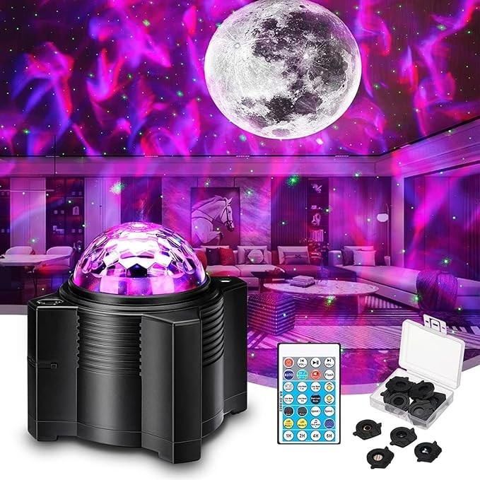 Star Projector, 15 in 1 Space, Night Light with Remote Control, Galaxy Projector with Bluetooth Speaker, Moon Light for Bedroom/Game Room/Party, Romantic Star Light for Partners