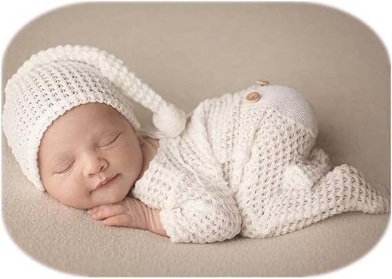 Coberllus Newborn Photography Props Outfits Hat and Bodysuits Romper for Baby Photo Shoot Boy Girl