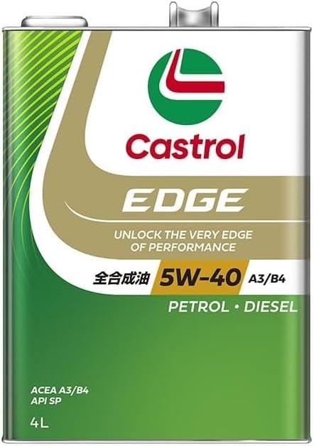 Castrol Engine Oil EDGE 5W-40 API SP, ACEA A3/B4 4L for 4-Wheel Gasoline/Diesel Vehicles, Full Synthetic Oil