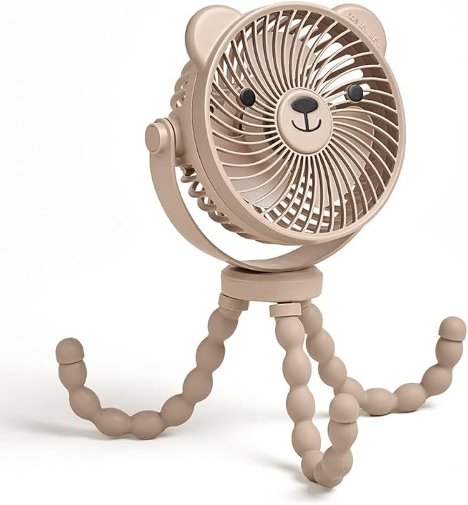 Itzy Ritzy Baby Stroller Fan - Rechargeable Fan Features 360 Degree Swivel, Flexible Wraparound Legs and 3 Speeds (Bear)