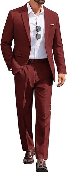 COOFANDY Men Suits Classic Fit 2 Piece Suit Set One Button Casual Blazer Wedding Bussiness Suit Separates