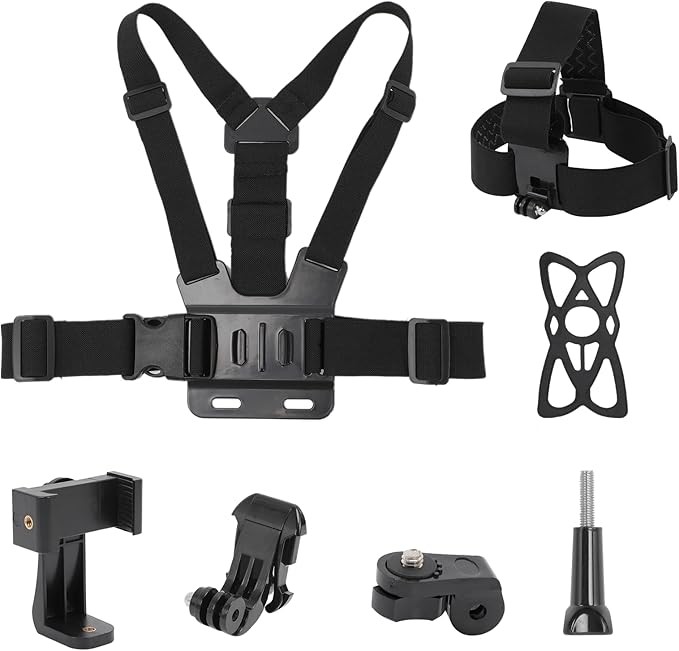Mobile Phone Chest Strap Harness Mount Head Strap Holder Kit for POV/VLOG,Cell Phone Clip Compatible with iPhone,Samsung,GoPro Hero 9, 8,7, 6, 5, 4, 3,2, 1,AKASO,DJI Osmo,and Action Cameras…