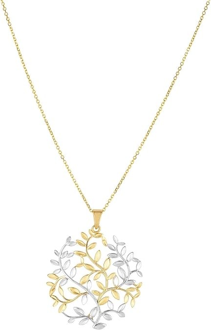 Jewelry Affairs 14k Yellow White Gold Tree Of Life Pendant Necklace, 18"