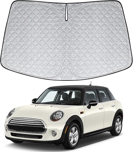 6 Layers Front Windshield Sun Shade Custom Fit for 2015-2024 Mini Cooper, Foldable Car Sunshade with Storage Bag, Heat Reflective & UV Protection