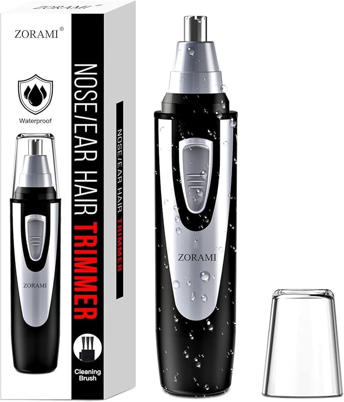 Ear and Nose Hair Trimmer Clipper - 2026 Professional Painless Eyebrow & Facial Hair Trimmer for Men Women,Battery-Operated Trimmer with IPX7 Waterproof,Dual Edge Blades for Easy Cleansing Black