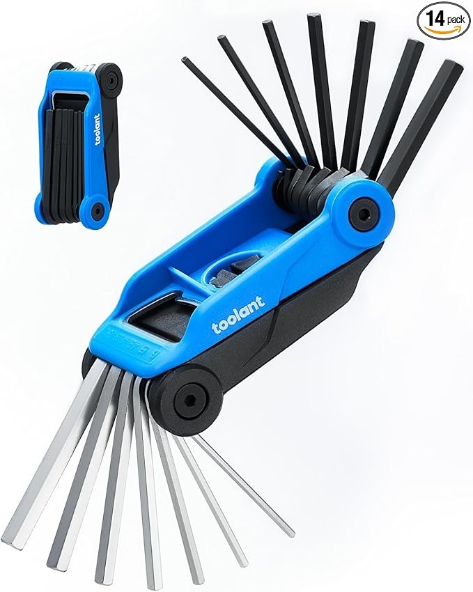 Kraftek toolant 14PCS Folding Allen Wrenches Sets(Metric and SAE), Metric Allen Key Set 2mm- 6mm, SAE Hex Key Set 5/64”- 1/4", Folding Hex Keys for Home Repair and Bikes(EDC),gift for men