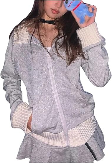 SOLY HUX Women's Zip Up Jacket Long Sleeve Collared Casual Sweatshirt Jacket with Pockets