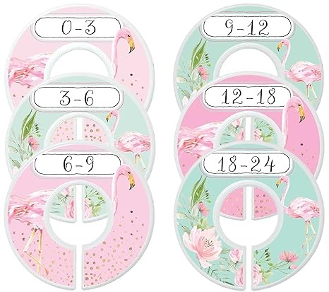 Nursery Closet Dividers Baby Girl Clothes Dividers Floral Flamingoes