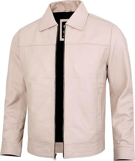 Vintage Leather Jacket Men - Real Lambskin Classic Turn Down Collar Leather Jackets For Mens