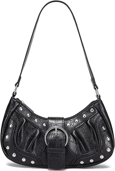 Y2K Purse Small Shoulder Bags for Women with Rivets Punk Style Goth Grunge Emo Handbag