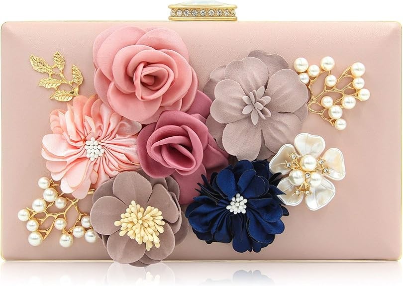 Milisente Evening Bag for Women, Flower Wedding Evening Clutch Purse Bride Floral Clutch Bag