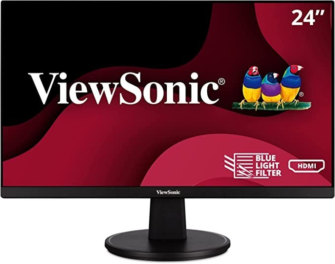 ViewSonic VA2447-MH 24-inch Full HD 1080p display with slim bezel, adaptive sync, 75Hz, eye care and HDMI, VGA input, for home and office