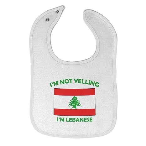 Cute Rascals Toddler & Baby Bibs Burp Cloths Not Yelling I'M Not Yelling I Am Lebanese Lebanon Countries Cotton Baby Items for Baby Girl & Boy White Design Only
