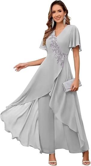 Chiffon Mother of The Bride Pant Suits for Wedding Guest Dresses Formal Outfit Womens Jumpsuit