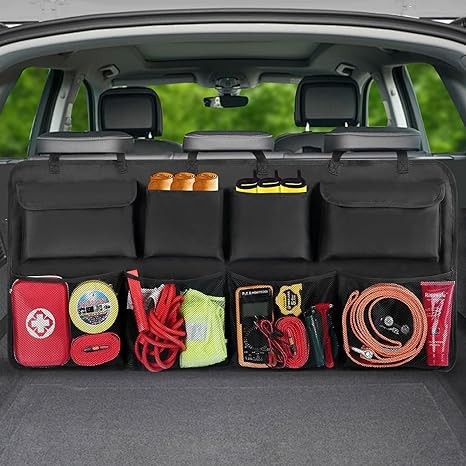 Car Trunk Organizer, Backseat Hanging Organizer with 8 Large Storage Bag Super Capacity -Trunk Organizer for SUV,Truck,Van -Your Space Saving Expert - Black